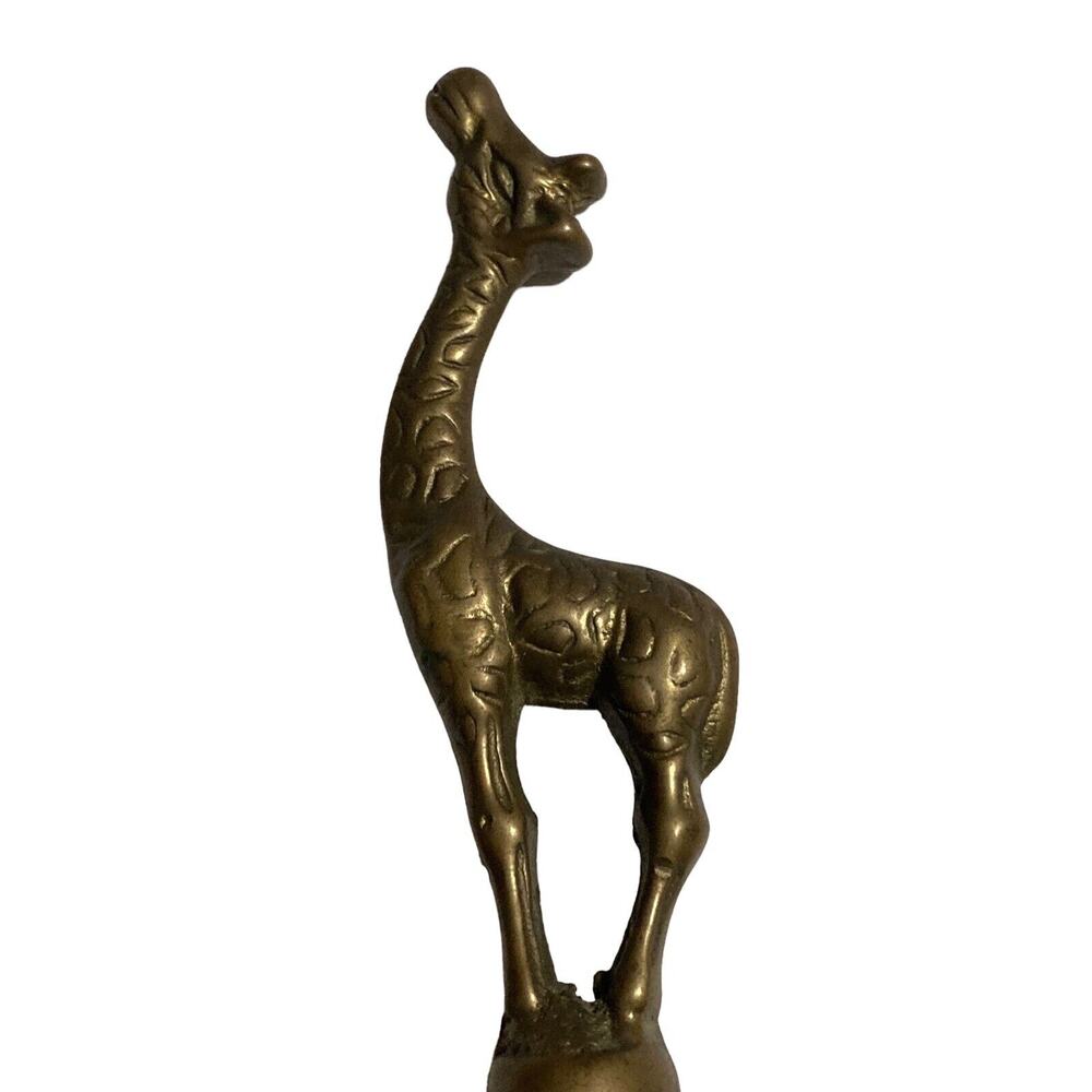 Vintage Solid Brass Giraffe Hand Held Bell 7" Paradies Collection - Picture 3 of 7